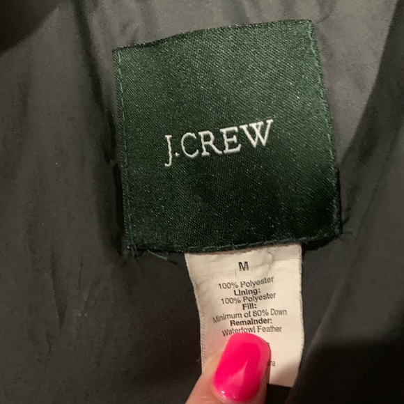 J. Crew Dark Gray Knee Length Tie Waist Puffer Jacket Size Medium - Picture 5 of 5